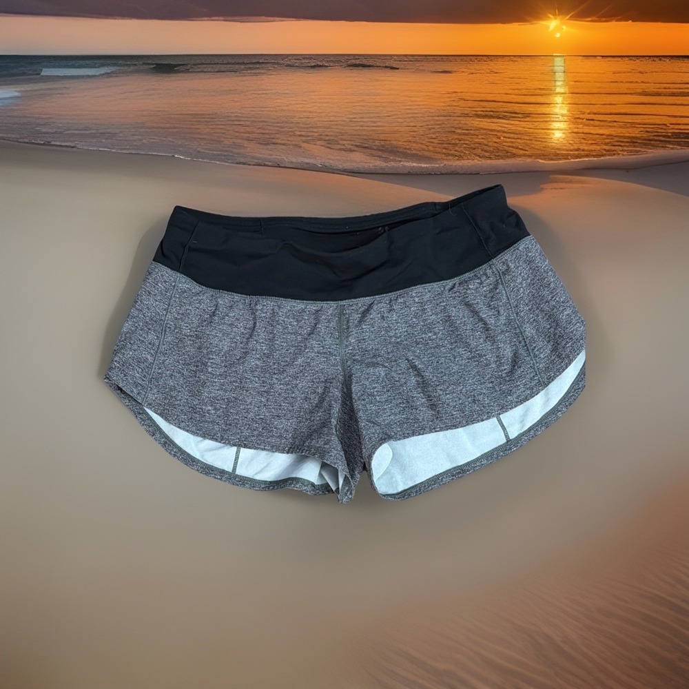 Lululemon Women's Sz 6 Running Athletic Workout Shorts Grey/blk VGC